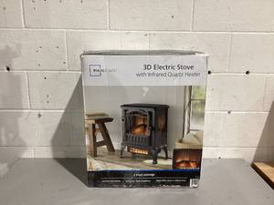 lot 503 image: Mainstays 2-Setting 3D Electric Stove Heater with Life-like Flame