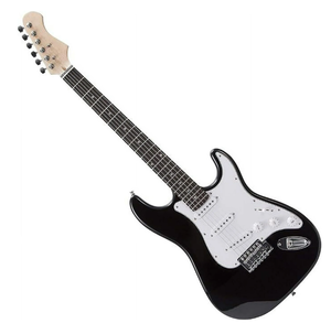 lot 91 image: RockJam Black Electric Guitar with Guitar Bag