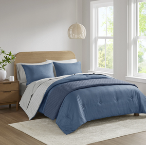 lot 103 image: 8PCS Queen Size Mainstays Reversible Bed in a Bag Comforter Set with Sheets