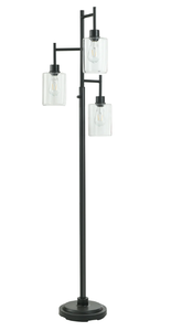 lot 109 image: Better Homes & Gardens 63.5 3 Light Contemporary Black Floor Lamp Clear Glass