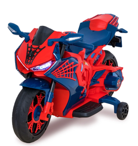 lot 353 image: Spiderman 6V Motorcycle Ride on Toy, for Kids, Ages 3, Rechargeable Battery, up to 65lbs
