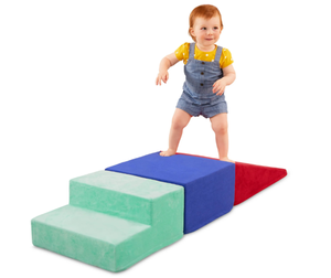 lot 552 image: 3PCS Battat Squishy Stack Climbers Foam Multicolor Play Shapes, Toddler and Preschool Toys
