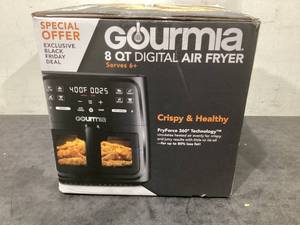 lot 622 image: Gourmia Digital Window 8 qt Air Fryer, Black - Nonstick, Digital Display