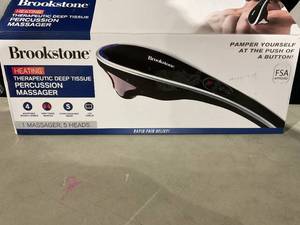 lot 406 image: Brookstone Handheld Percussion Body Massager, 4 Vibration Modes, 5 Interchangeable Heads