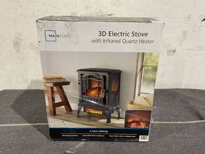 lot 58 image: Mainstays 2-Setting 3D Electric Stove Heater with Life-like Flame