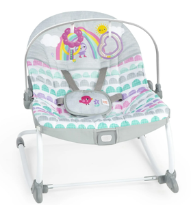 lot 148 image: LOT OF 2 Bright Starts Rosy Rainbow Infant to Toddler Baby Rocker with Vibrations Newborn Unisex