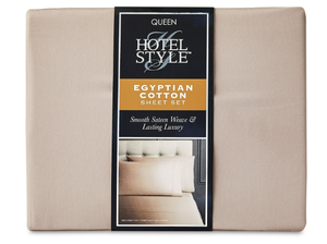 lot 619 image: Hotel Style 4-Piece 600 Thread Count Taupe Egyptian Cotton Bed Sheet Set, Queen