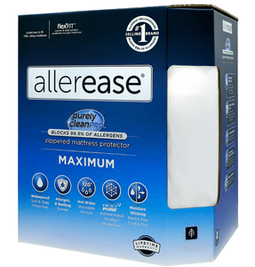 lot 623 image: AllerEase Maximum Waterproof and Bedbug Protection Allergy Relief Machine Washable Zippered Mattress Protector, King