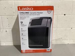 lot 576 image: Lasko 1500W Cyclonic Ceramic Console Electric Space Heater with Timer, CC24925