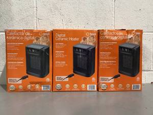 lot 584 image: LOT OF 3 Soleil Digital Ceramic Heater 1500W, Space Heaters for Inside, Portable Electric Heater for Home