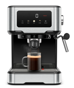 lot 177 image: Chefman CraftBrew 15-Bar Espresso Machine w Steam Wand and Touch Controls  Stainless Steel