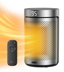 lot 309 image: DREO 10 Portable Space Heater with Remote, PTC Ceramic Electric Heater for Bedroom with Thermostat, 12h Timer, Safety Heater for Room
