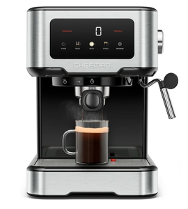 lot 179 image: Chefman CraftBrew 15-Bar Espresso Machine w Steam Wand and Touch Controls  Stainless Steel