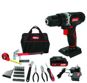 lot 664 image: Hyper Tough 20V Max 1.5AH 70-Piece Project Kit with Cordless Drill, Battery & Charger