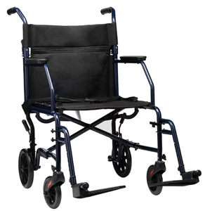 lot 680 image: Equate Steel Folding Transport Wheelchair with 19 Seat, Black, 300 lb Capacity