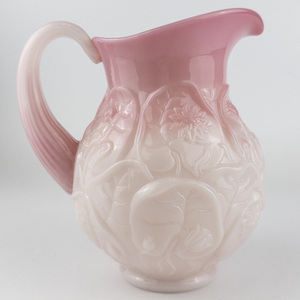 lot 17A image: FENTON Museum Collection 36 oz Rosalene Water Lily Pitcher Signed Bill Fenton