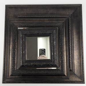 lot 51 image: Set of 3 Brown Framed Mirrors