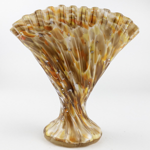 lot 73 image: FENTON Vasa Murrhina 7 Fan Vase - Autumn Orange #6456AO