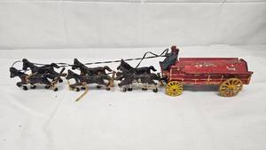 Vintage Cast Iron Horse and Trailer
