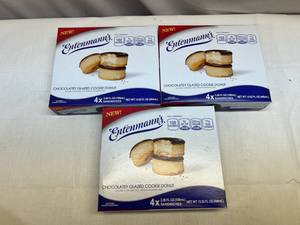 BB. 3x Frozen Entenmanns Chocolatey Glazed Cookie Donut Ice Cream Sandwich