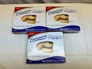 BB. 3x Frozen Entenmanns Chocolatey Glazed Cookie Donut Ice Cream Sandwich