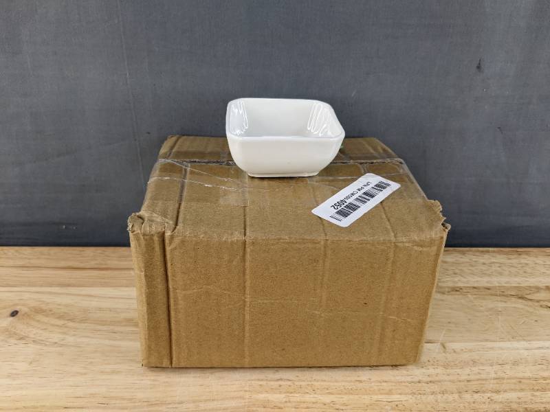 lot 25A image: 12 New Ceramic Dipping Bowl White B
