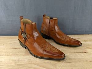 lot 151 image: Brand New Alberto Fellini Boots Mens Size 12 Cowboy Harness Boots in Brown L