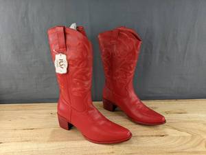 lot 242 image: New Womens IUV Cowboy Boots Size 7.5 Red L