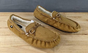 lot 186M image: New Lucky Brand Moccasin Slipper Shoes Mens Size XL Chestnut N