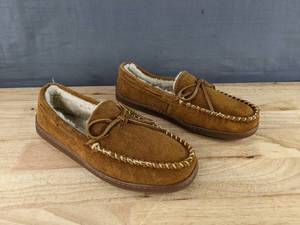 lot 216M image: Brand New Minnetonka Pile Lined Hardsole Slippers Mens Size 10.5 Brown N