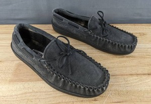lot 291M image: Minnetonka Trevor Slipper Moccasin Shoes Mens Size 10 Grey N