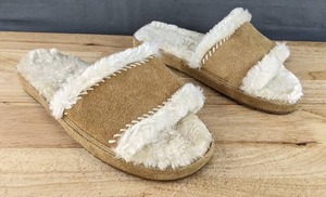 lot 281M image: Minnetonka Loni Slide Sandal Shoes Womens Size 9 TanCream N