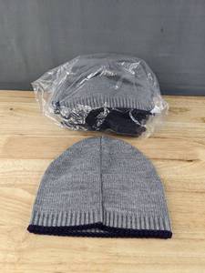 lot 29C image: 144 Brand New Yupoong Grey with Navy Youth Beanies A