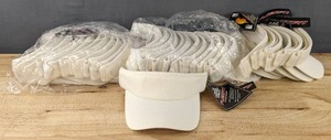lot 89C image: 31 Brand New Yupoong White Flexfit Visor Hats Youth Flexfit A