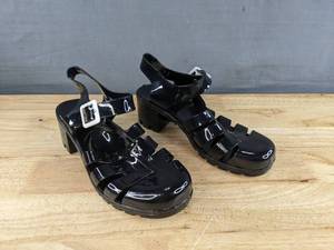 lot 305 image: New Chunky Jelly Heels Womens Size 8 Black L