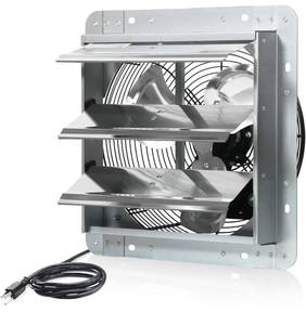 lot 175 image: New KEN BROWN 12 Inch Shutter Exhaust Fan Wall Mounted, Aluminum with 1.65 Meters Power Cord Kit $65.99 Retail B