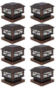 lot 179 image: Brand New 8 Pack POWGDLT Solar Post Cap Lights Bronze Fence Deck Post  $59.99 Retail B