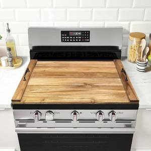 lot 188 image: New GASHELL Noodle Board Stove Cover, Wood Stove Top Cover with Handles $79.99 Retail B