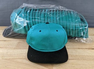 lot 195 image: 24 Brand New Yupoong TealBlack Hats OSFM A