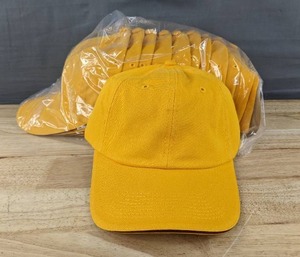 lot 213A image: 24 Brand New Advantage Series Ltd. Athletic Gold with Maroon Hats OSFM A