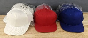 lot 82C image: 77 Brand New Yupoong White, Royal and Red Hats Youth A