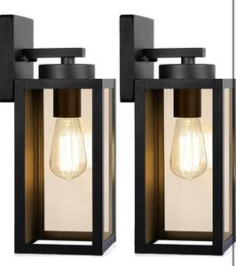 lot 91 image: Brand New BesLowe 2-Pack Porch Lights Outdoor with UL Certified Outlet $69.99 Retail N