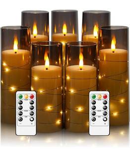 lot 90 image: Brand New Set of 7 Flameless LED Candles with Timer Flickering Flameless Candles N