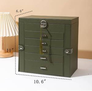 lot 70 image: Brand New 6-Layer Jewelry Box with Mirror in Army Green $54.99 Retail N