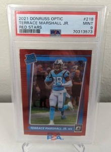 lot 49D image: 2021 Donruss Optic Red Stars Terrace Marshall Jr. Rated Rookie #218 PSA Graded 9 C