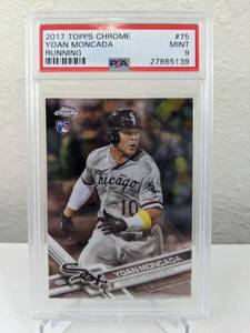 lot 267A image: 2017 Topps Chrome Yoan Moncada Running RC #75 PSA Graded 9 C