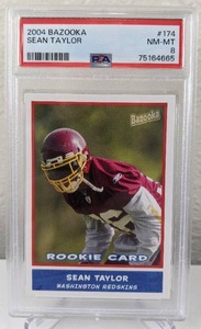 lot 4C image: 2004 Bazooka Sean Taylor Rookie Card #174 PSA Graded 8 J
