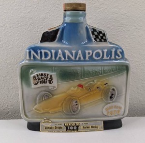 lot 15C image: Vintage 1970 Jim Beam Indianapolis Motor Speedway 54th Indy 500 Race Decanter Bottle C