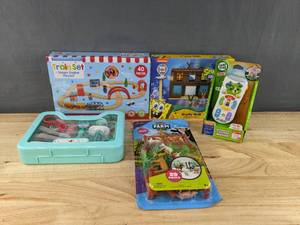 lot 116C image: Brand New Young Childrens Toys - Playwright Train Set, Imperial Farm Set, Pretend Play Doctor Set, LeapFrog Channel Fun Learning Remote, SpongeBob Krusty Krab Snap & Switch B