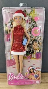 lot 66C image: Brand New Mattel Barbie Santa Doll Blonde Hair B